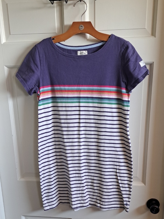Joules Dresses & Skirts - Joules Riviera Rainbow Stripe Cotton Shift T-Shirt Dress Nautical Comfy Causal